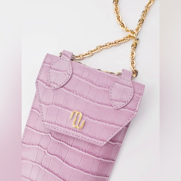 MAJE LAVENDER CROCODILE-EFFECT EMBOSSED LEATHER PHONE CASE - Picture 5 of 7